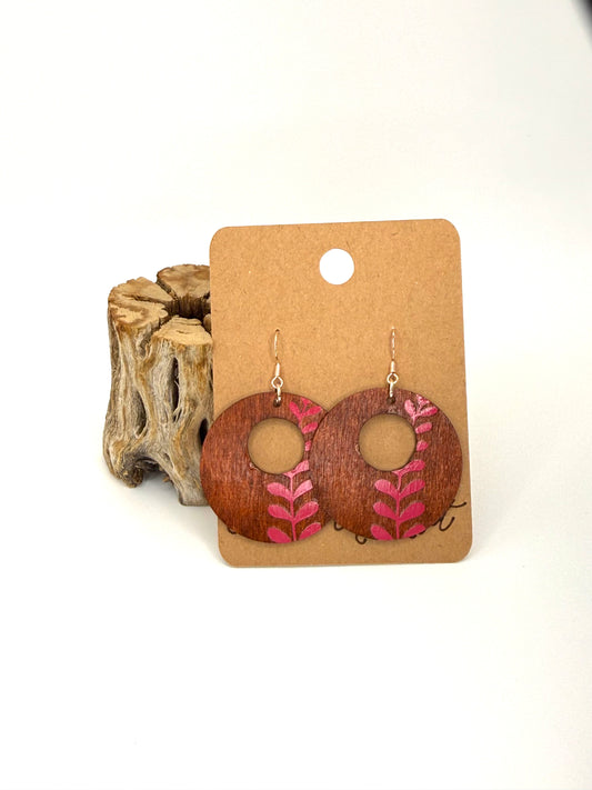 Almost Perfect | Pink Botanical Wood Statement Earrings
