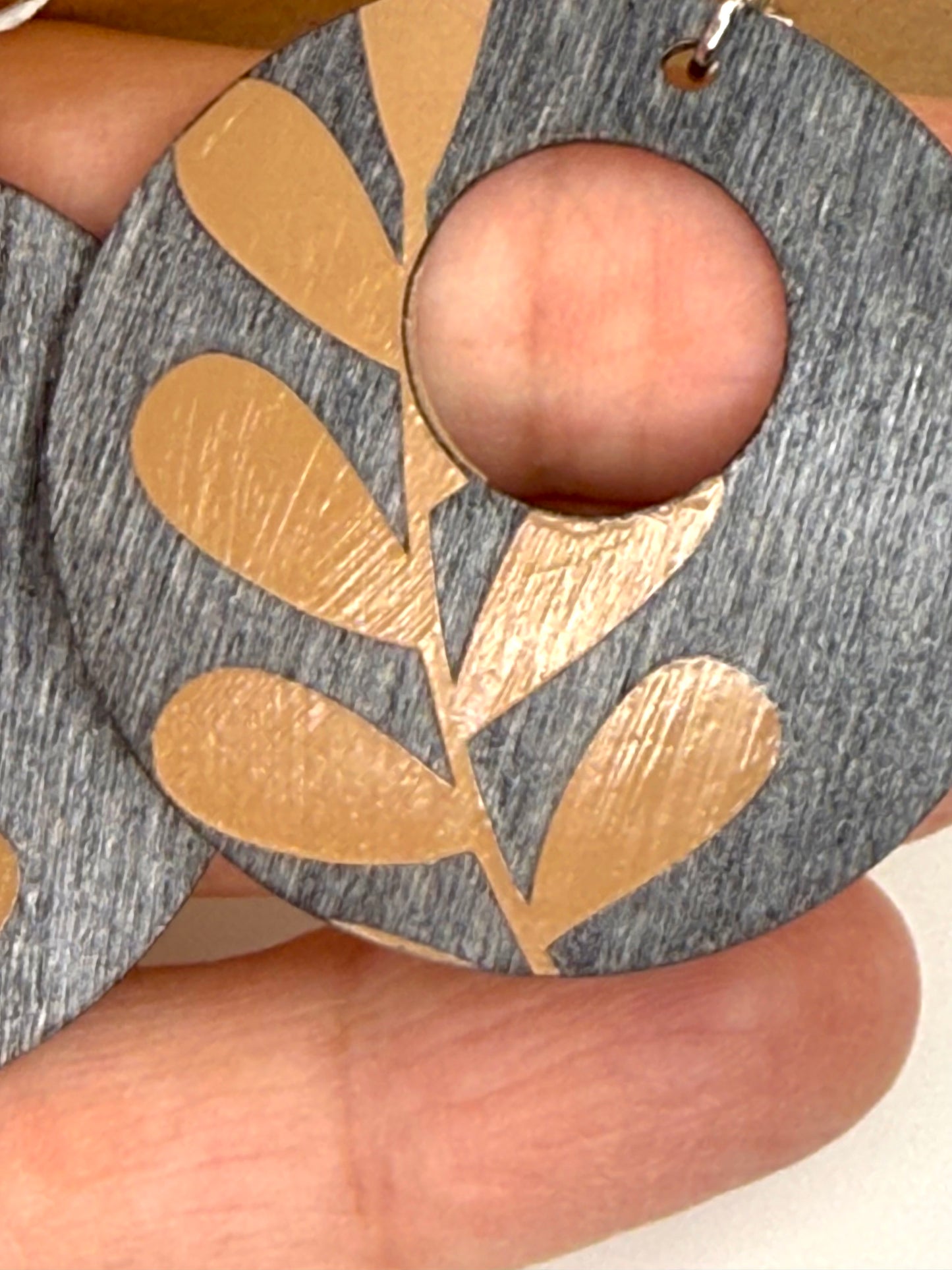 Almost Perfect Dark Gray Wood Earrings | Beige Botanical Dangles