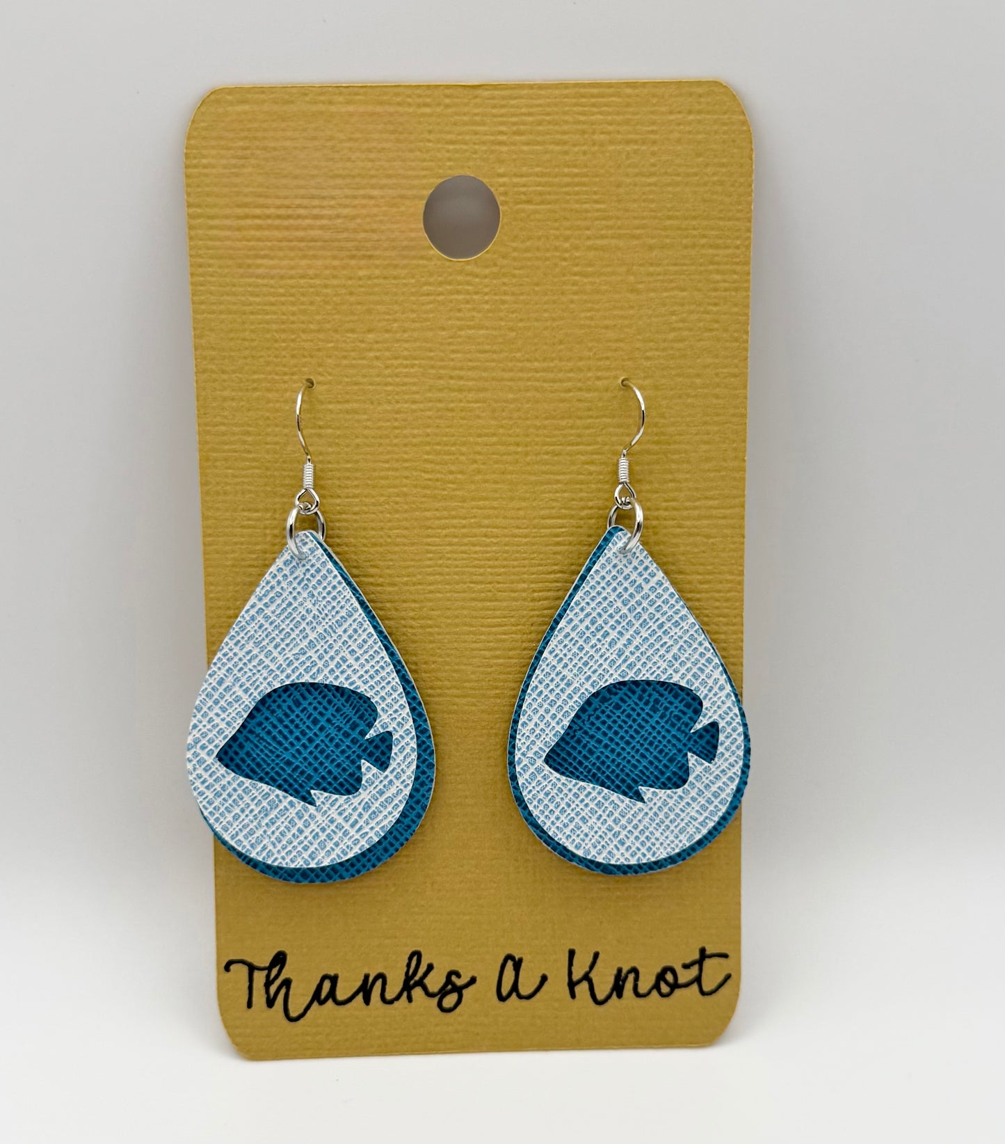 Faux leather fish cutout dangle earrings