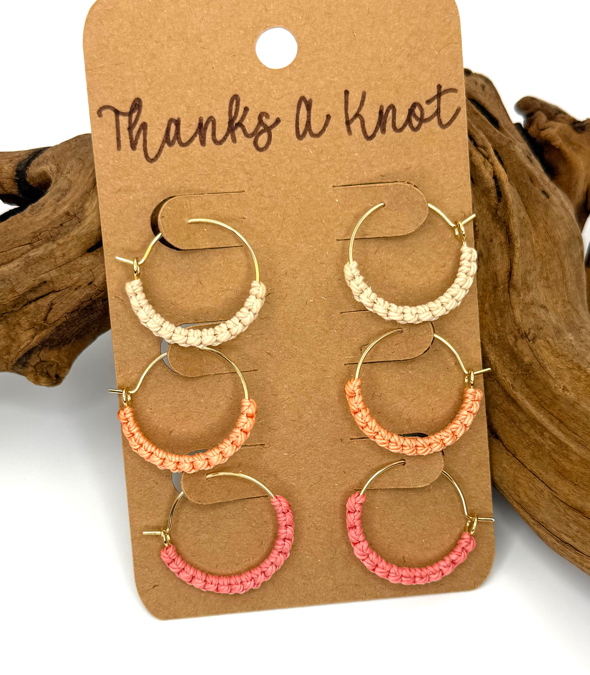 Sunset Mini Macrame-Style Hoops | 3-Pair Earring Set