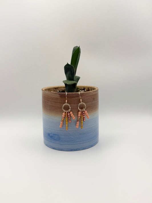 “Strawberry fizz” beaded dangle earrings