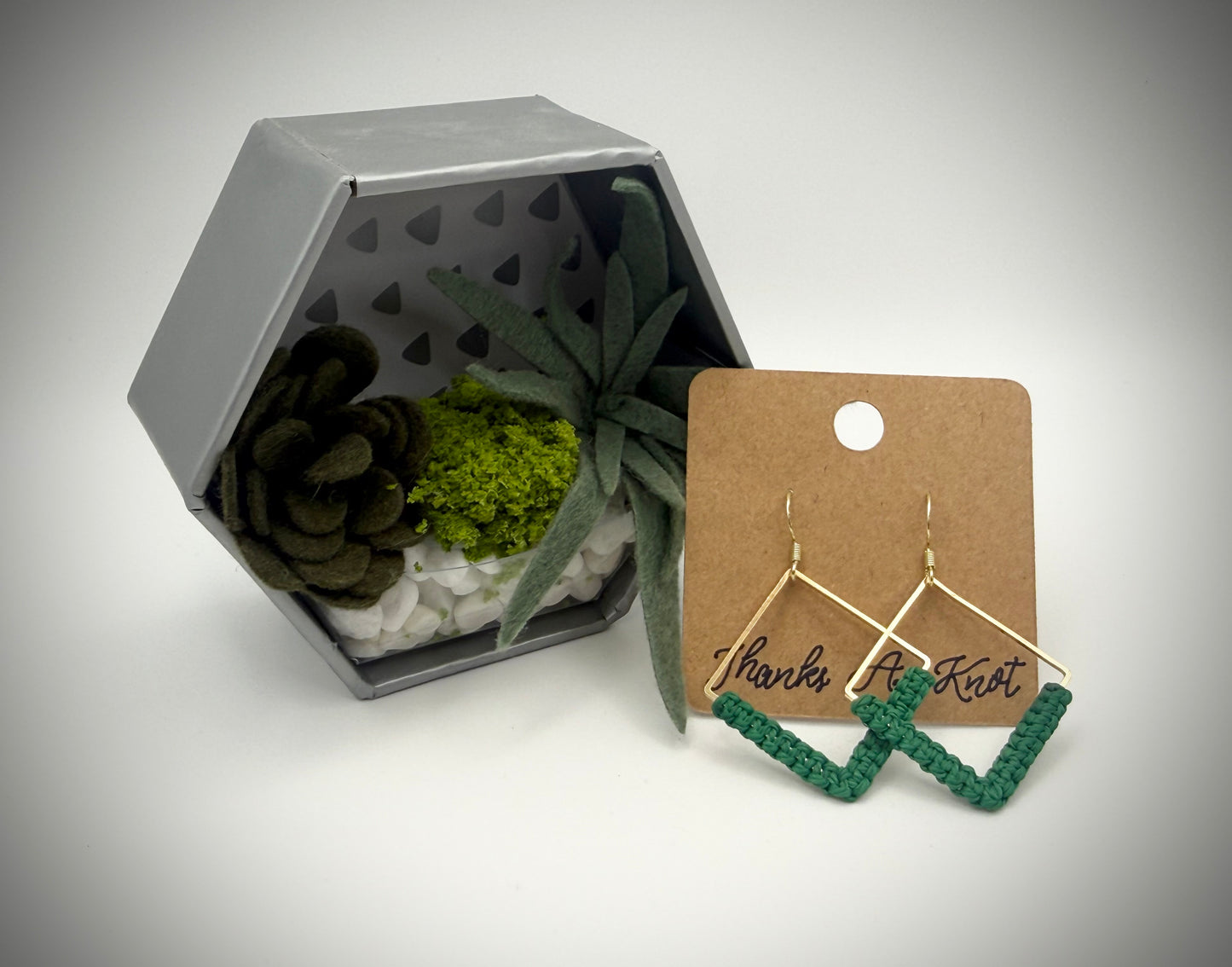 Geometric Diamond Macramé Earrings | Handmade Modern Fiber Earrings
