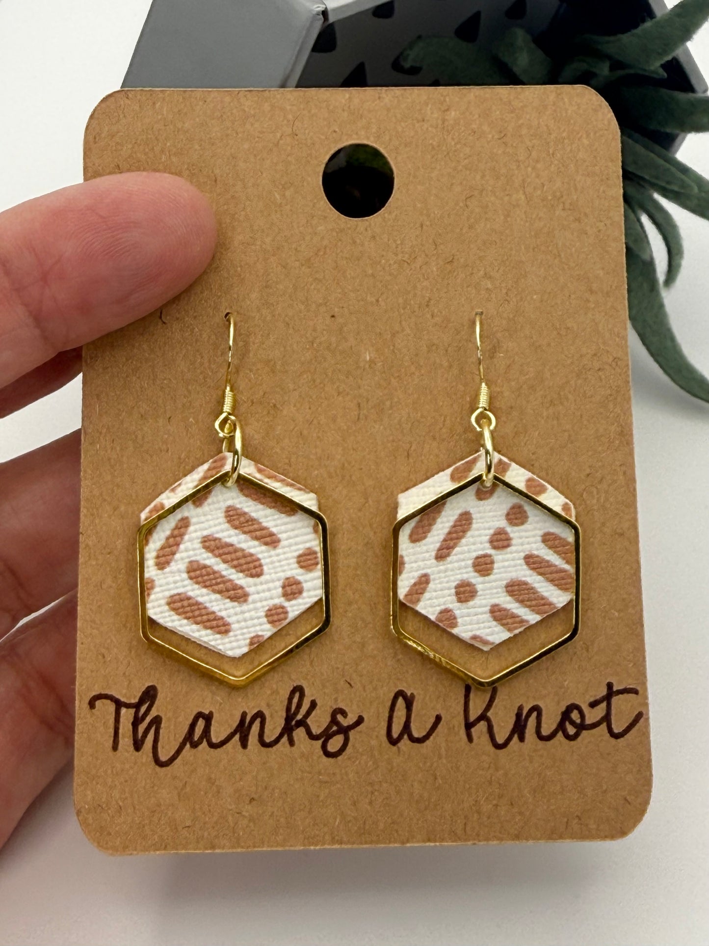 Modern Hexagon Faux Leather Earrings | Lightweight Handmade Jewelry