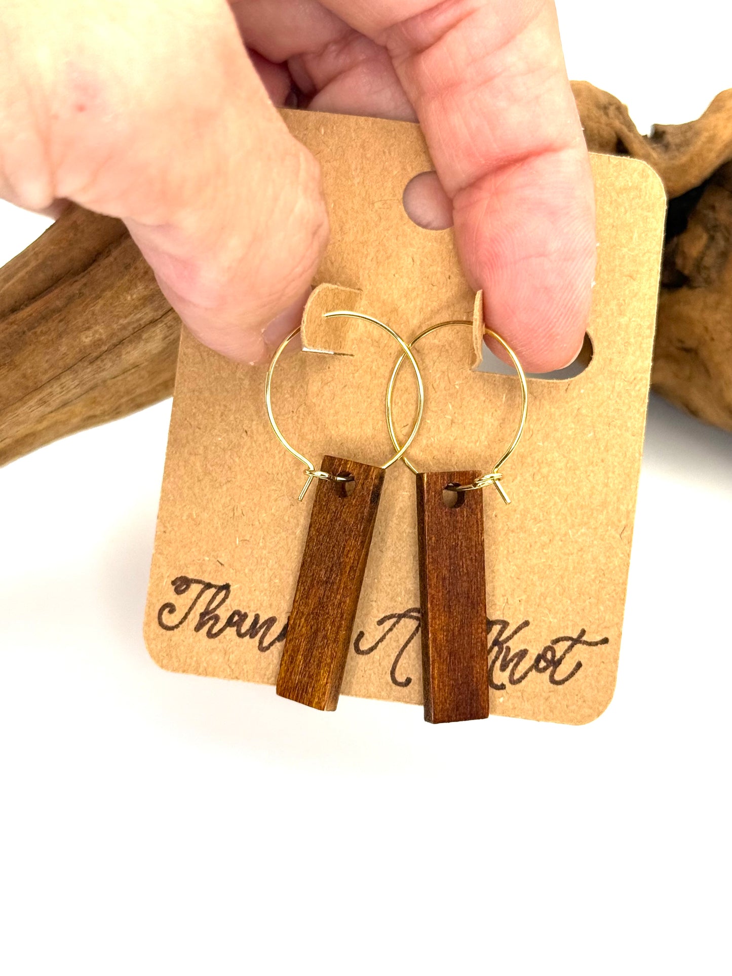 Two-Sided Stained Wood Hoop Earrings | Mahogany & Ochre Dangles