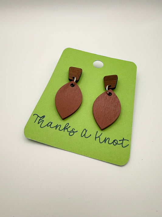Wooden hand painted stud dangle earrings