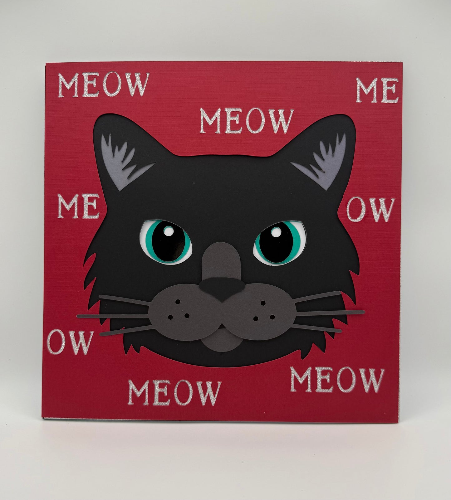 Custom cat face layered paper wall art