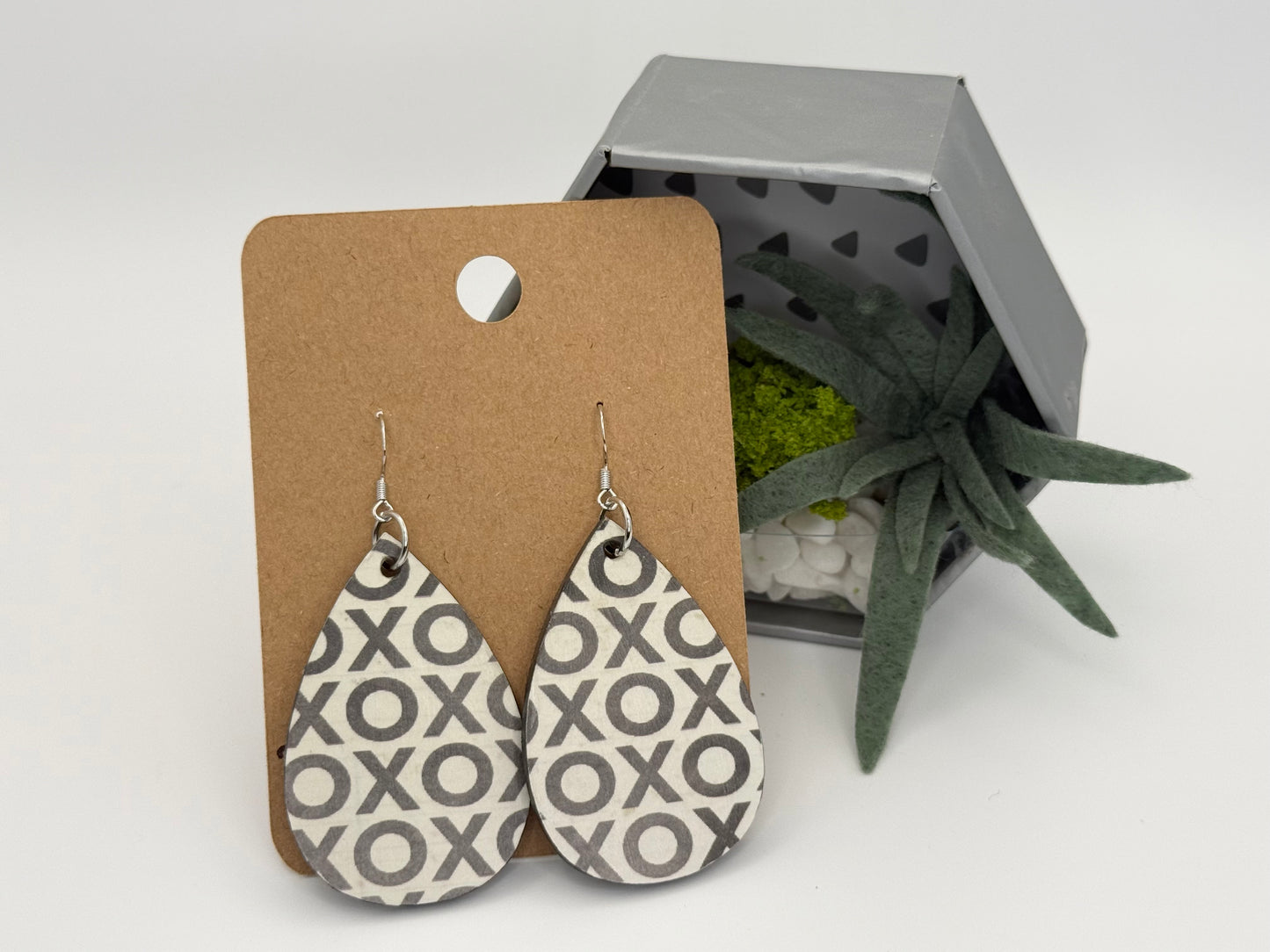 XOXO Decoupage Teardrop Earrings | Handmade Valentine Statement Earrings