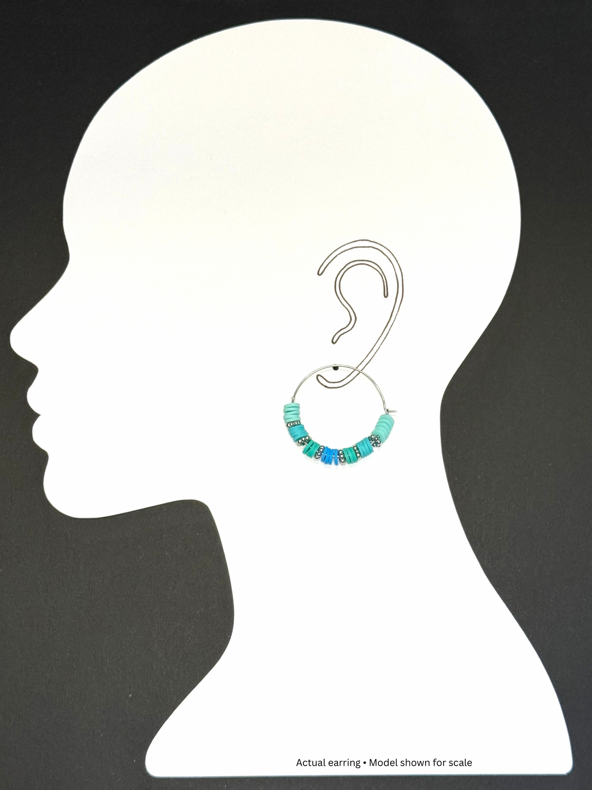 Tidal Blue Heishi Hoop Earrings | 35mm Stainless Steel
