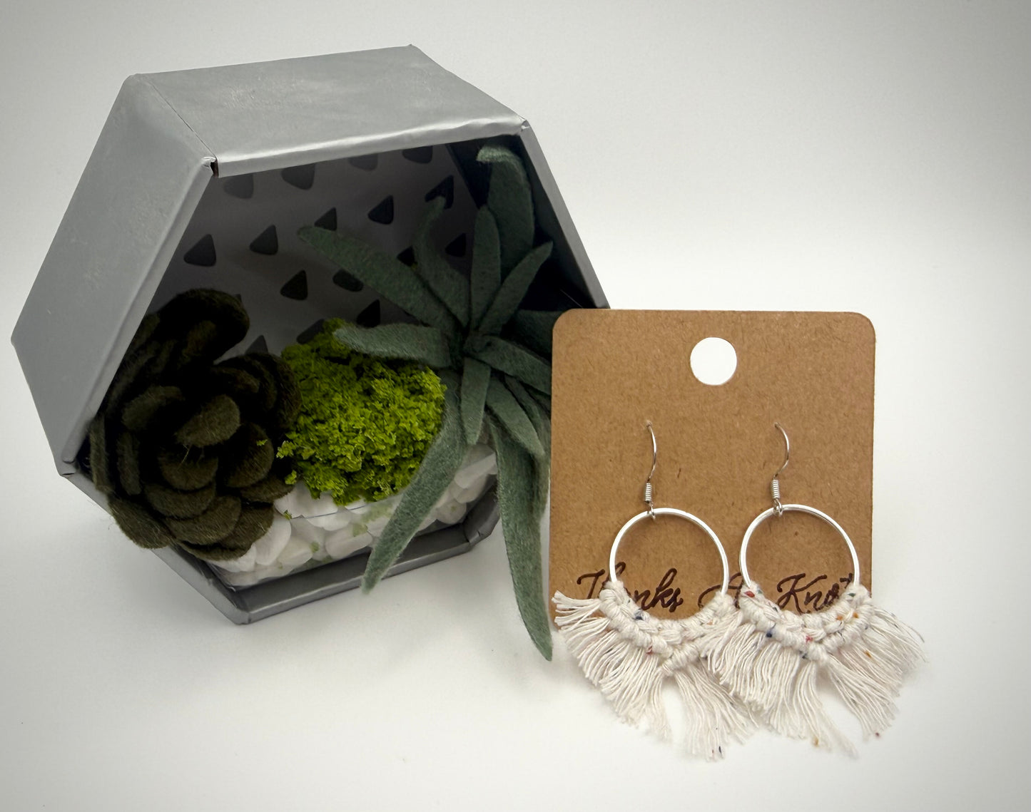 Silver Macramé Fringe Hoop Earrings | Hand Knotted Boho Hoop Earrings