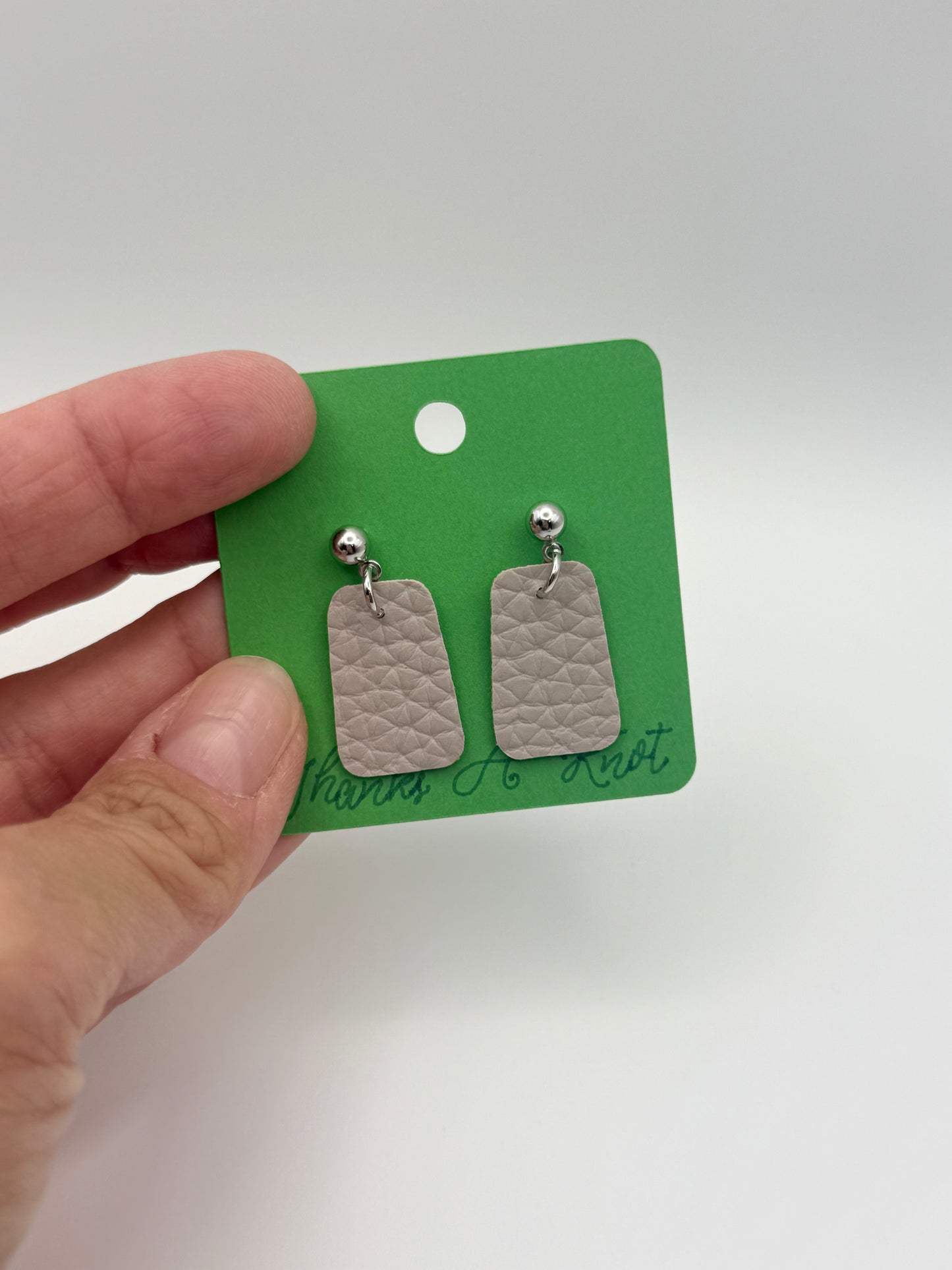 Faux leather stud drop earrings