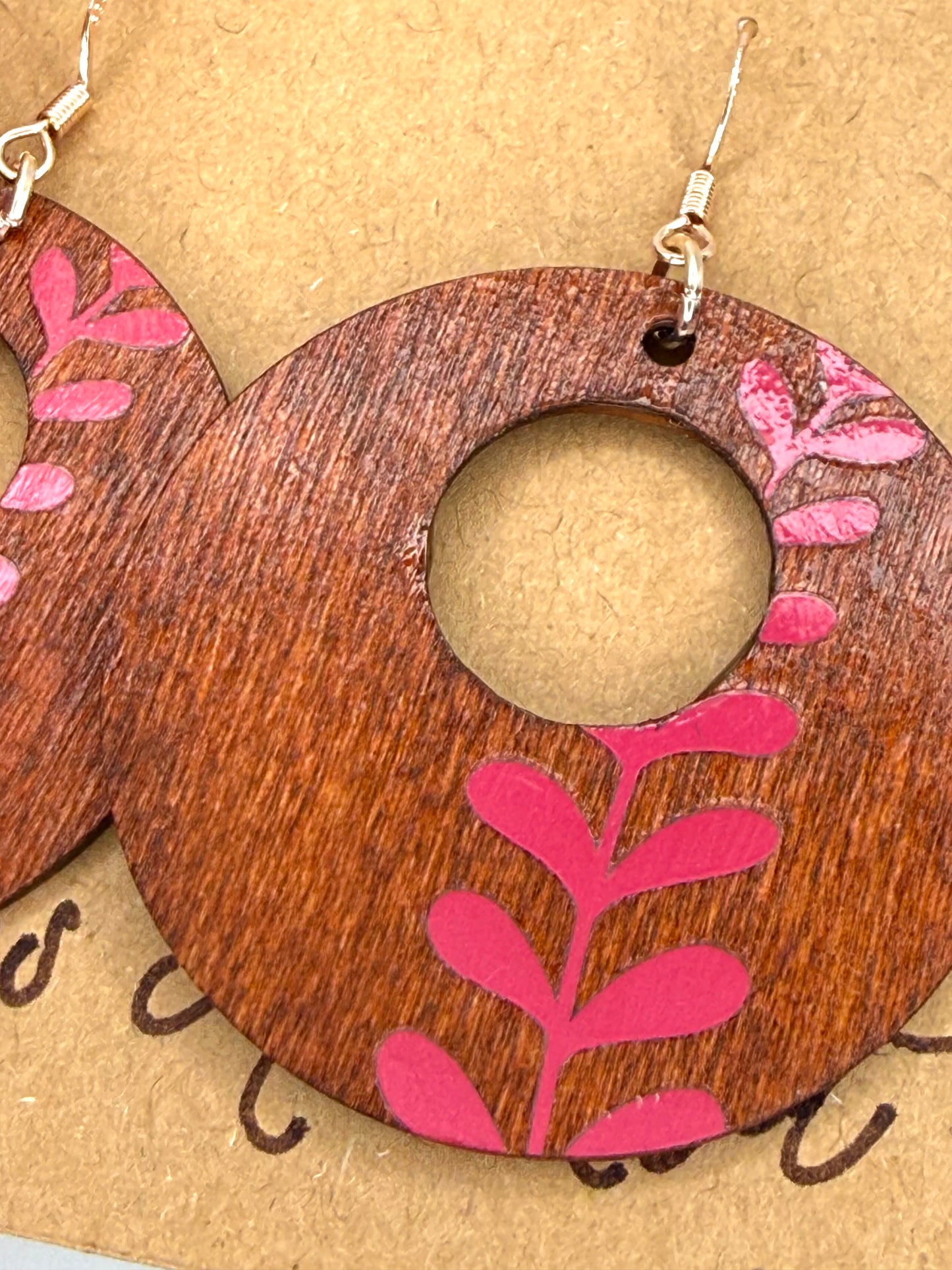 Almost Perfect | Pink Botanical Wood Statement Earrings
