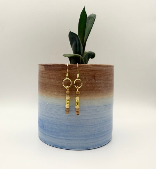 “Cappuccino” beaded dangle earrings