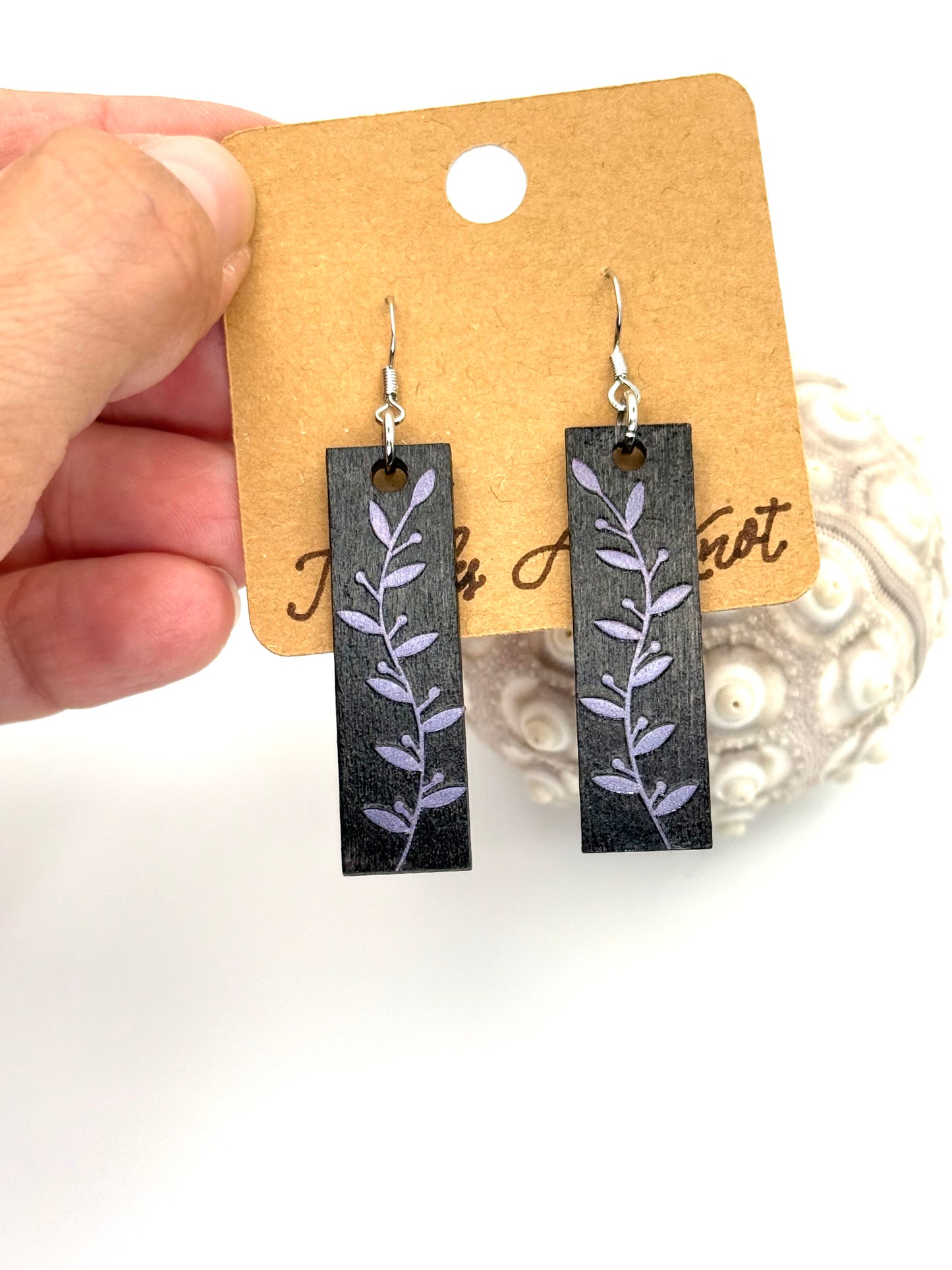 Almost Perfect – Purple Shimmer Botanical Bar Earrings