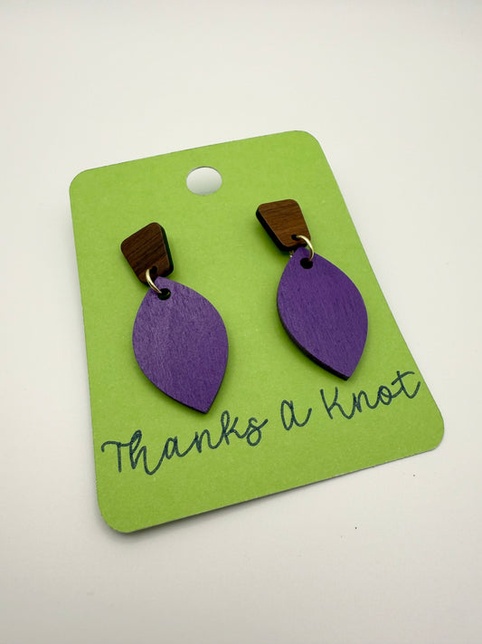 Wooden hand painted stud dangle earrings