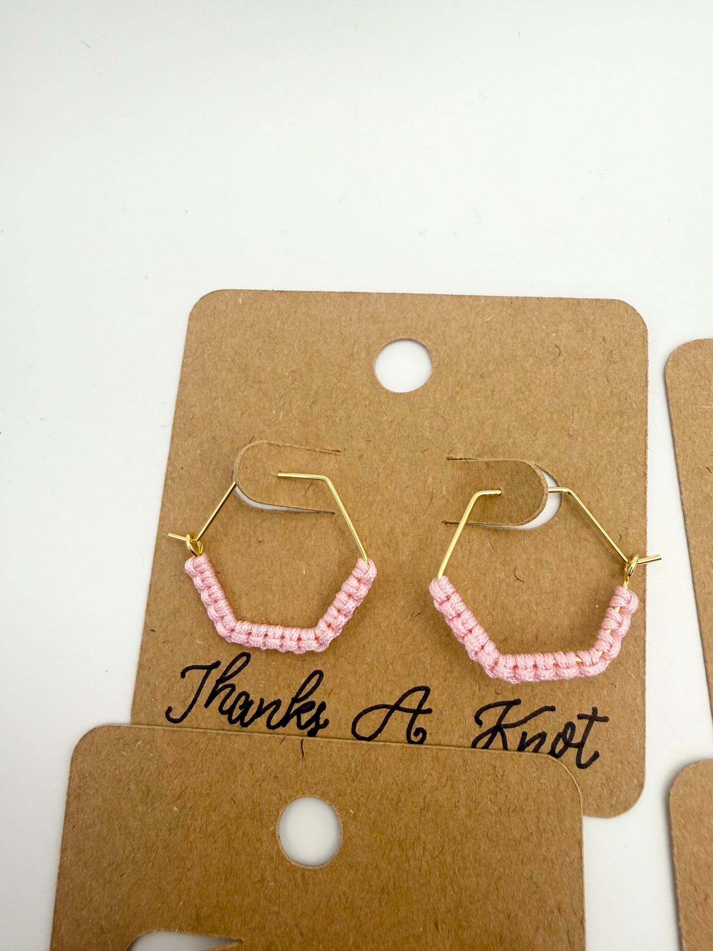 Mini Macramé Hexagon Hoop Earrings | Handmade Geometric Hoop Earrings