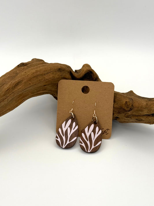 White Botanical Wood Earrings | Petite Leaf Dangles