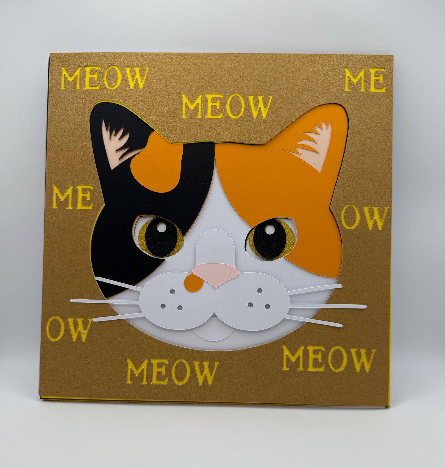 Custom cat face layered paper wall art