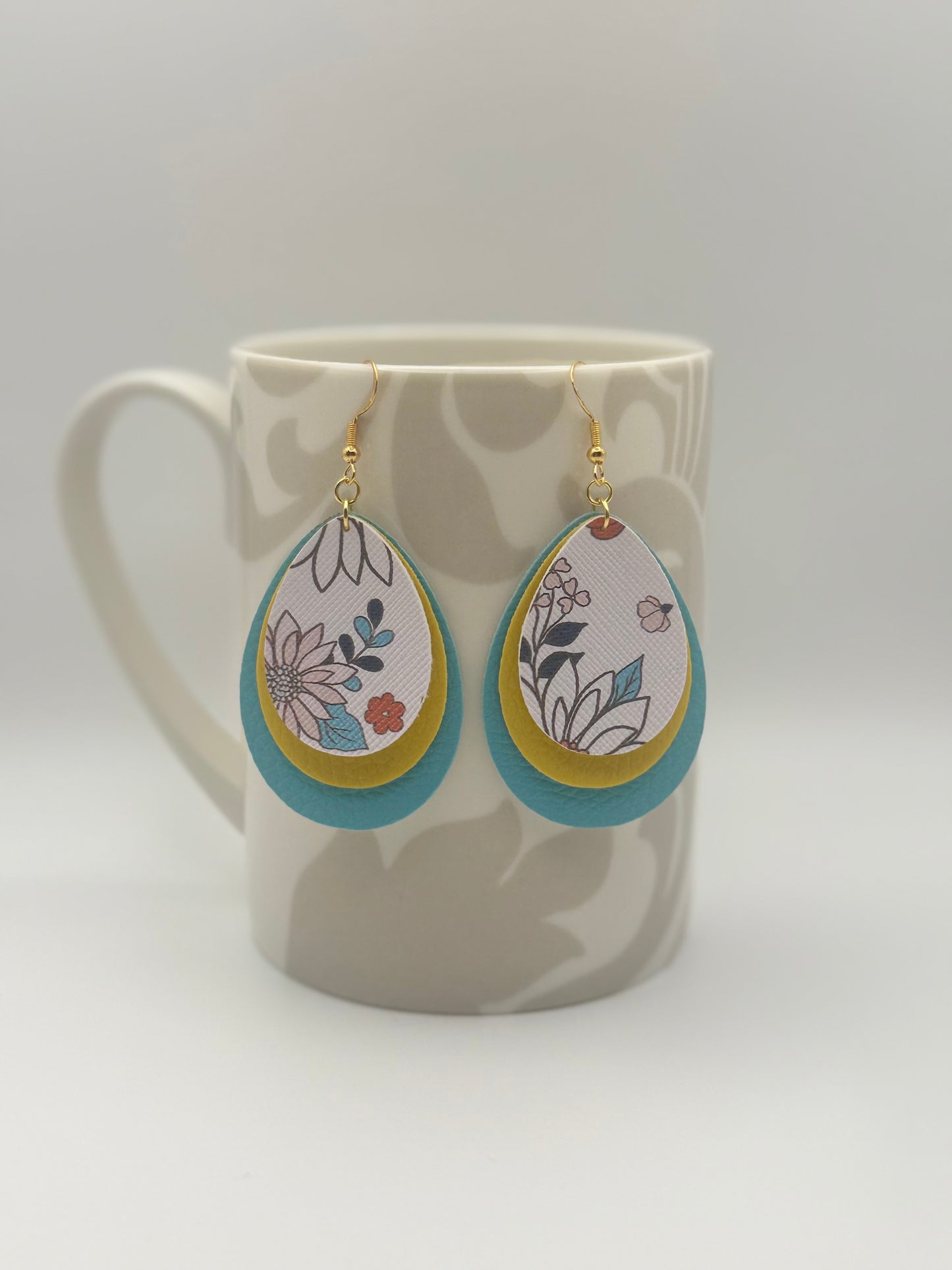 Faux leather layered dangle earrings