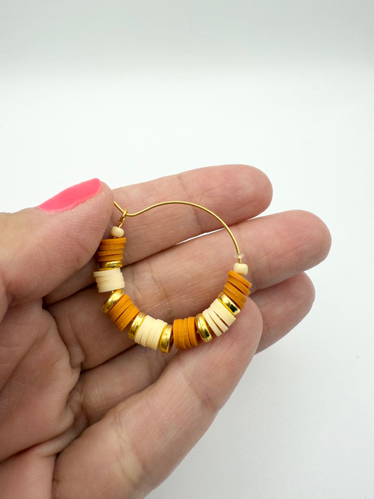 “Golden Hour” Heishi Bead Hoops | Lightweight Beaded Earrings