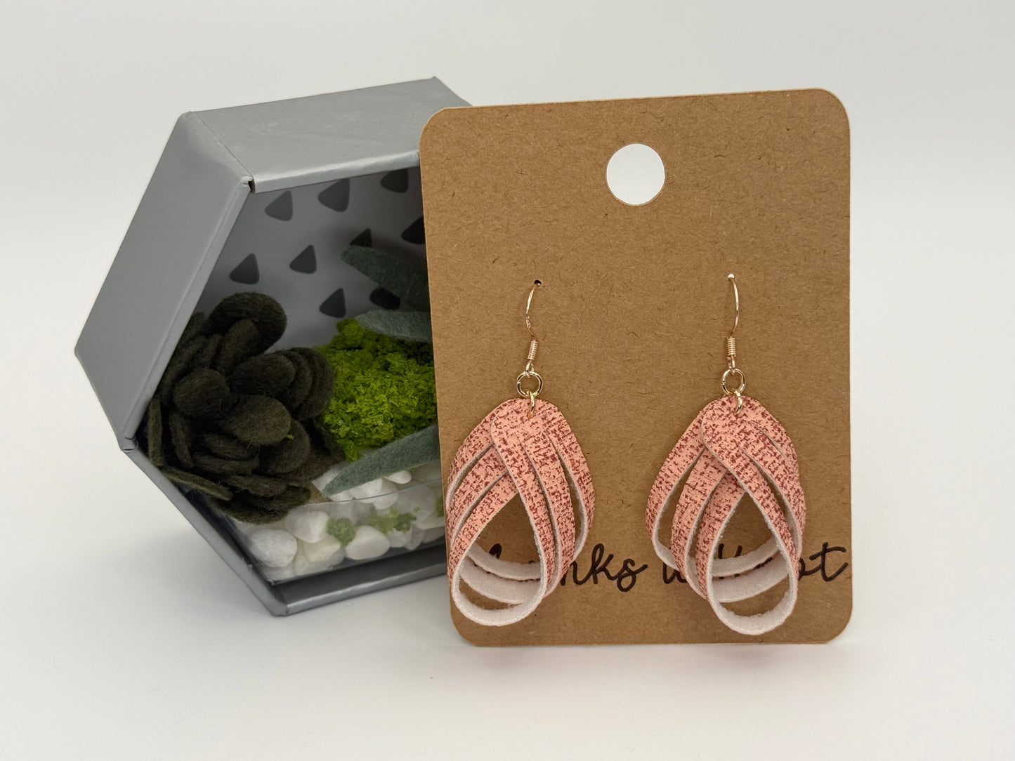 Folded Faux Leather Earrings | Handmade Rose Gold Statement Jewelry
