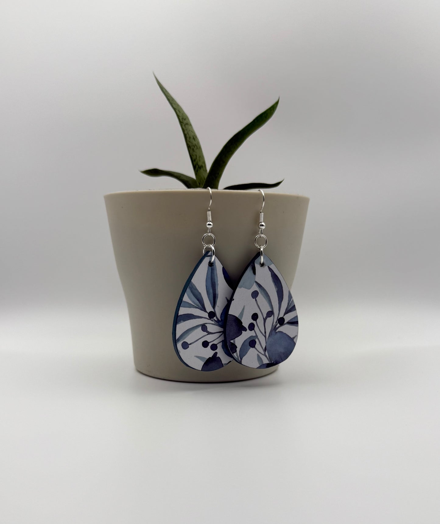 wood and decoupage dangle earrings