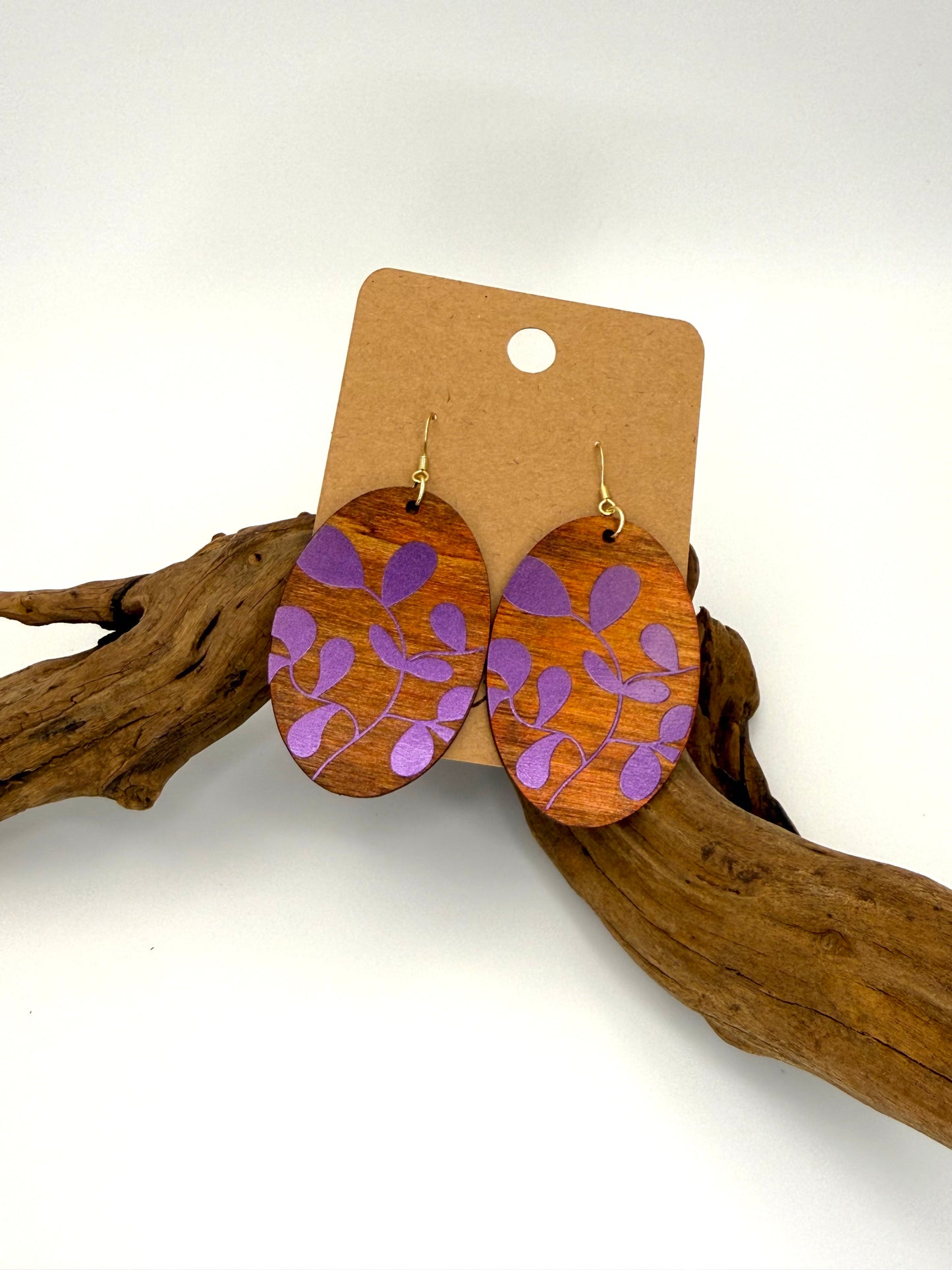 Almost Perfect – Color-Shifting Holographic Botanical Wood Earrings