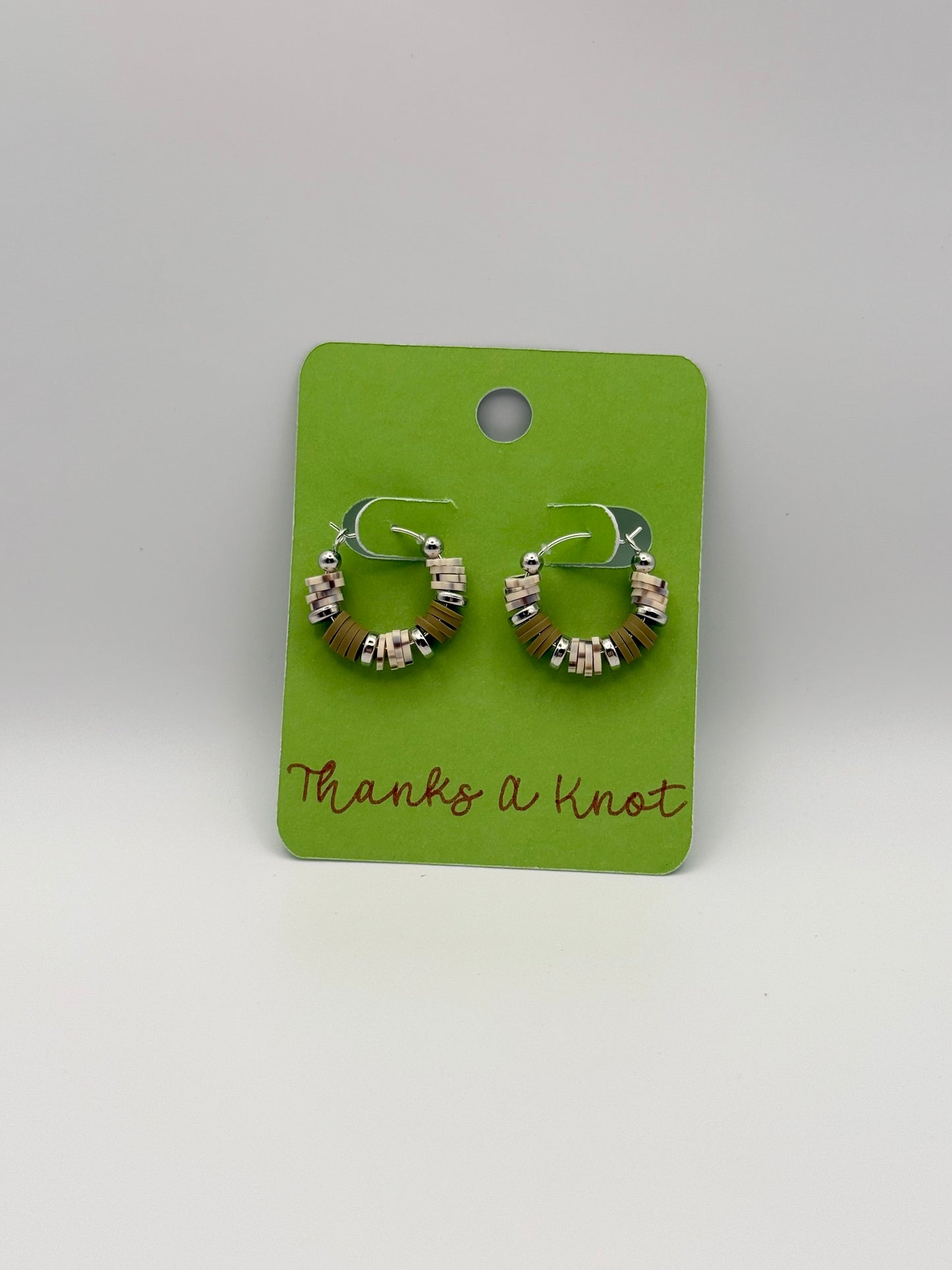 “Boot camp” heishi bead hoop earrings