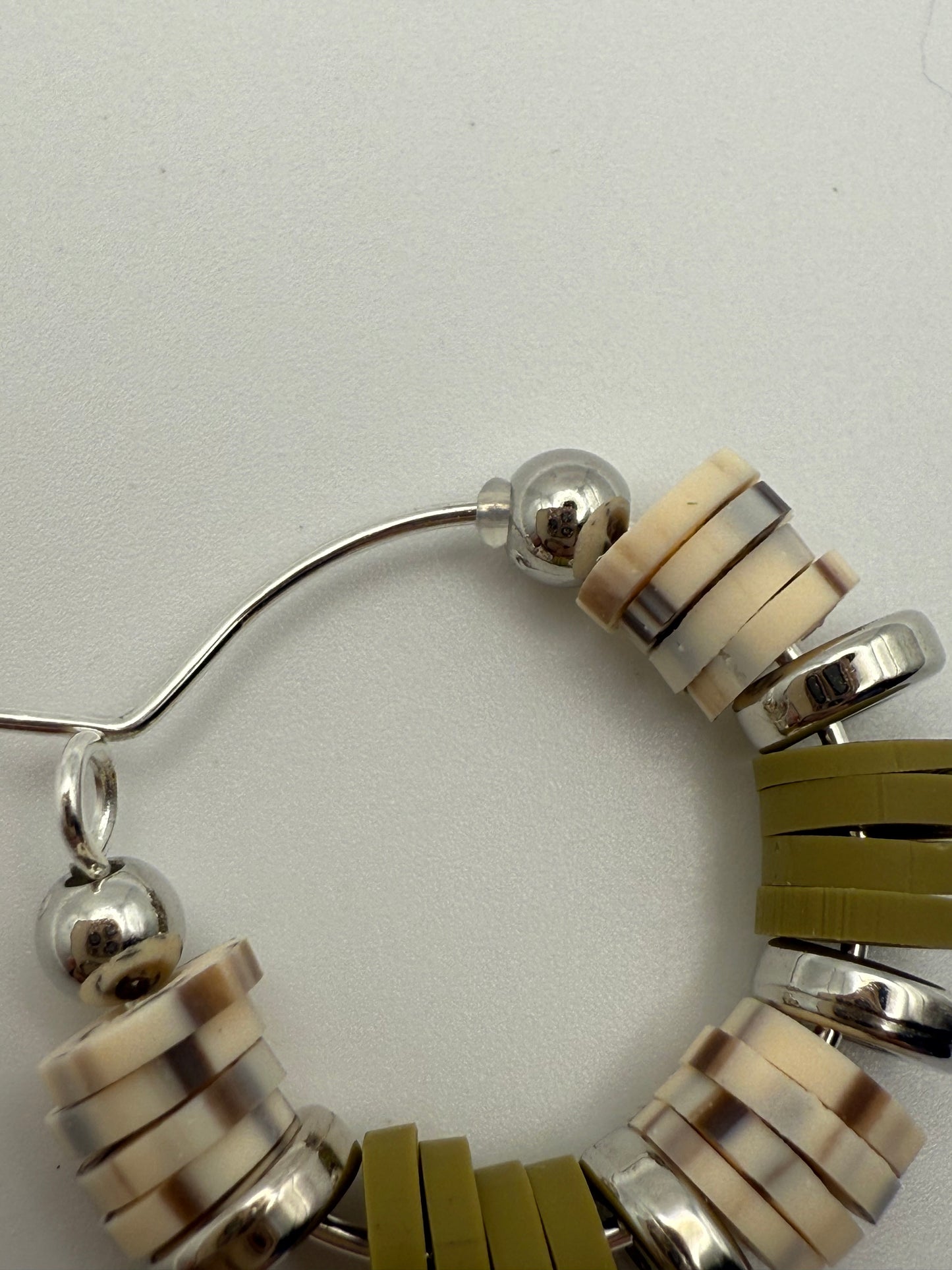 “Boot camp” heishi bead hoop earrings