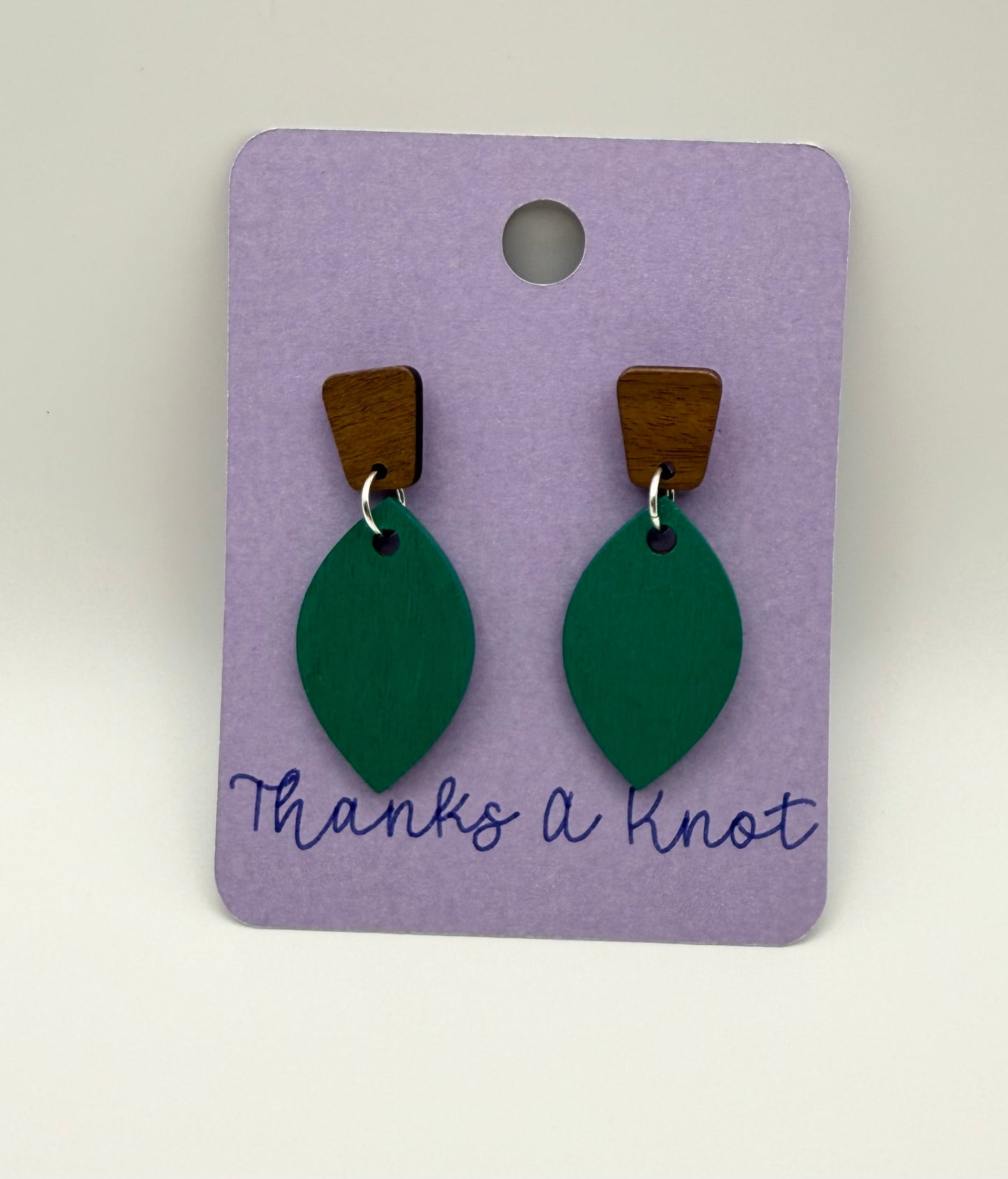 Wooden hand painted stud dangle earrings