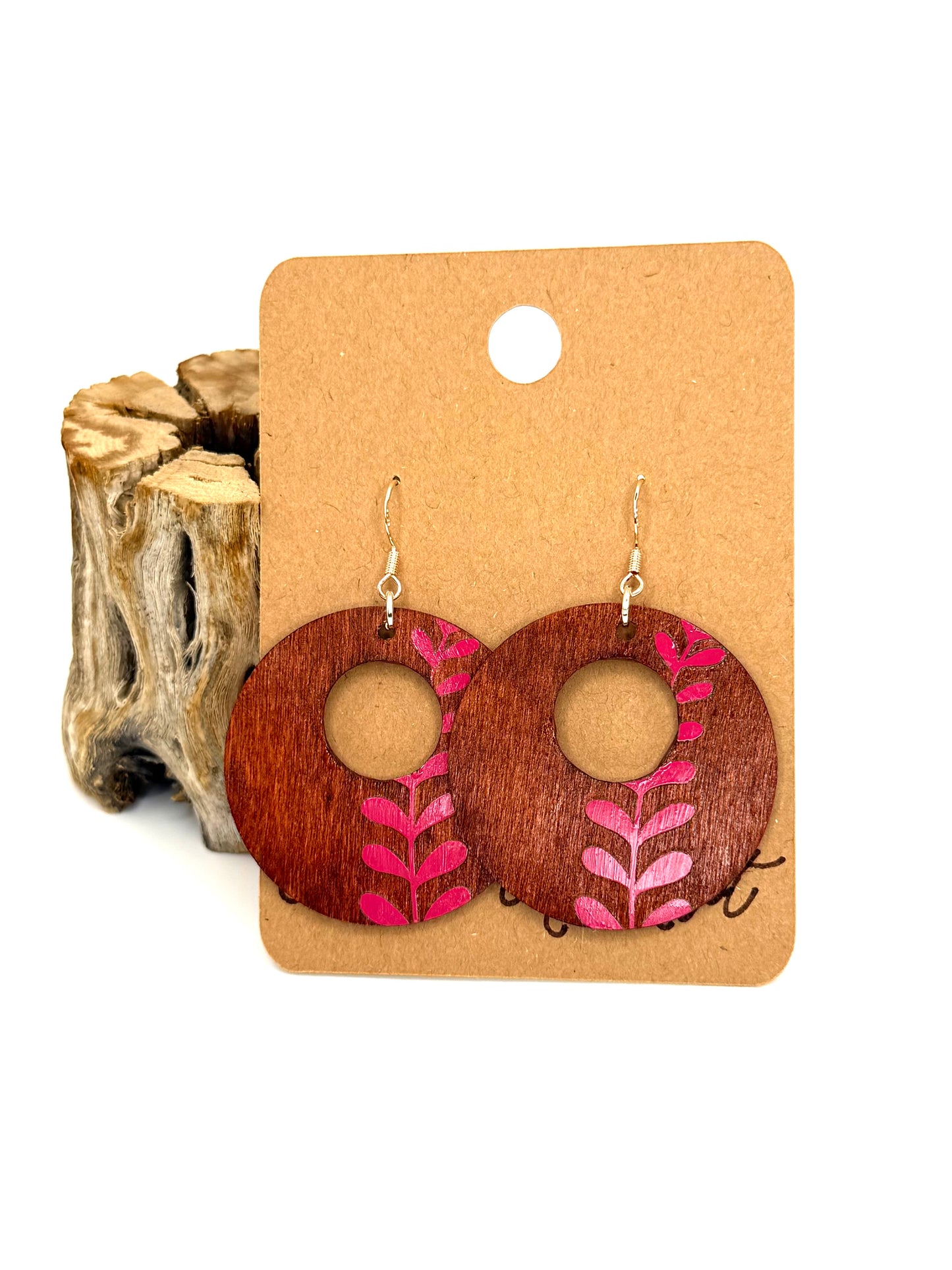 Almost Perfect | Pink Botanical Wood Statement Earrings