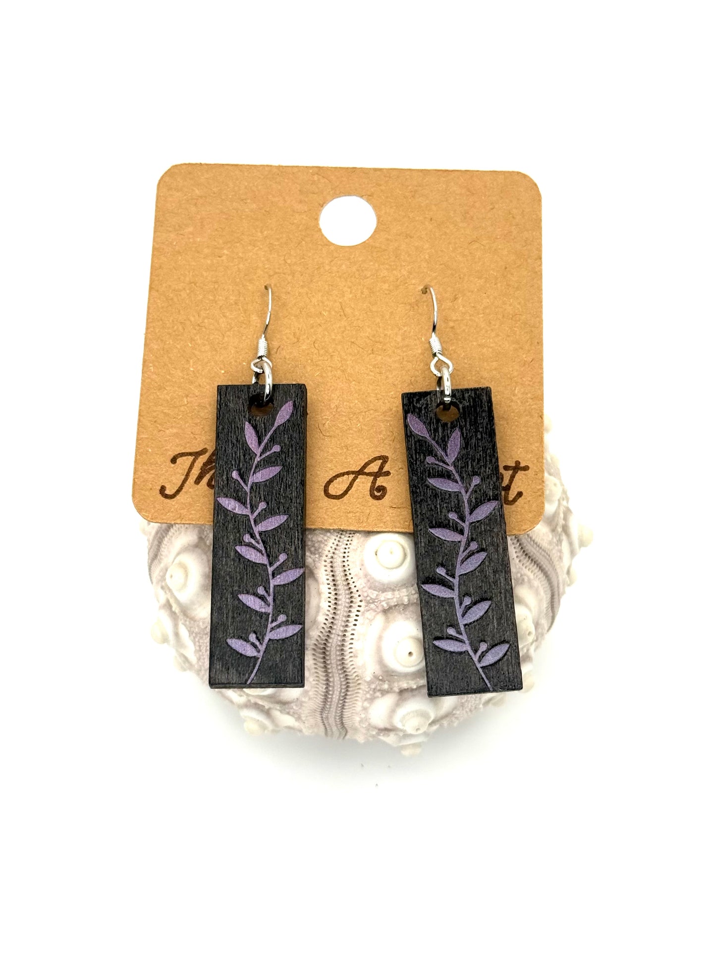 Almost Perfect – Purple Shimmer Botanical Bar Earrings