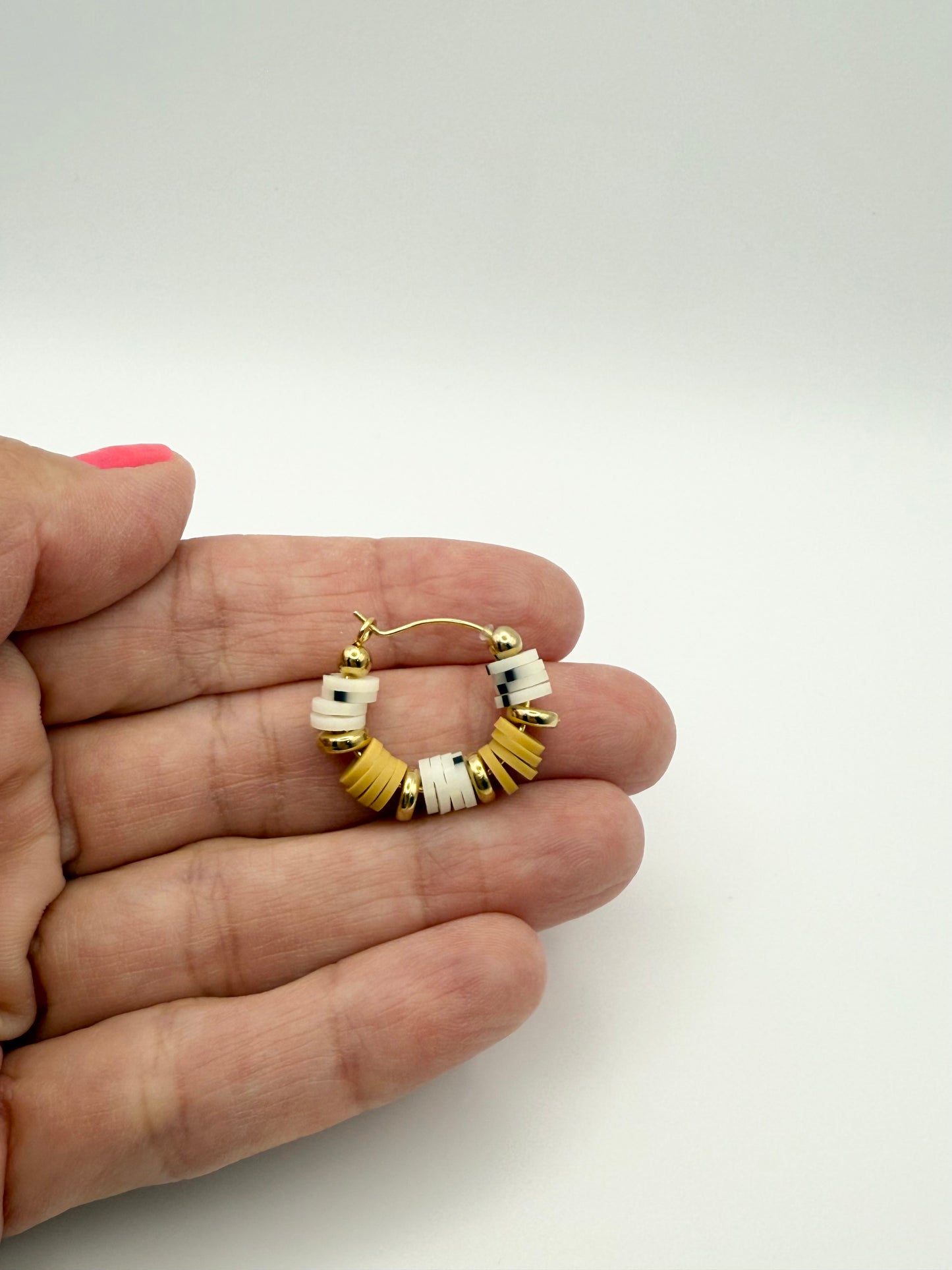“Jersey corn” heishi bead hoop earrings